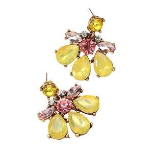 Retro Yellow and Pink Crystal Earrings
